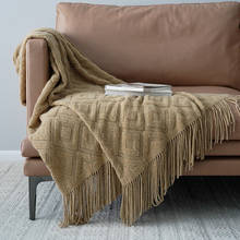 Cobertor de malha com fio, cores sólidas, nórdicas, cobertor para sofá, roupa de cama, têxtil, moderno, macio, escritório 2024 - compre barato