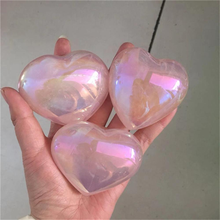 Natural Aura heart Stone Rose Quartz Crystal Healing quartz Crystal Lettering Reiki Chakra treatment Minerals stones 2024 - buy cheap