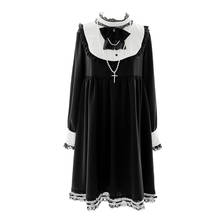 Женское кружевное платье в стиле готика, Харадзюку, черное платье в стиле Лолиты в винтажном стиле, платье горничной для косплея на Хэллоуин и вечеринку, милое платье принцессы в стиле панк 2024 - купить недорого