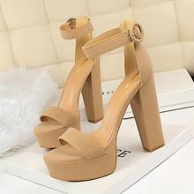 Women Shoes Sandals Summer Ankle Wrap Sandals High Heels Chunky High Heel Work Shoes Black Beige Red Big Size 2021 New 2024 - buy cheap