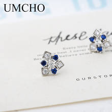 UMCHO Blue Snowflake Solid 925 Sterling Silver Cubic Zirconia Stud Earrings For Women Anniversary Birthday Gifts Fine Jewelry 2024 - buy cheap