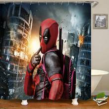 Deadpool Dos Desenhos Animados Decor Banho Tecido Impermeável Cortina de Chuveiro com Ganchos 2024 - compre barato