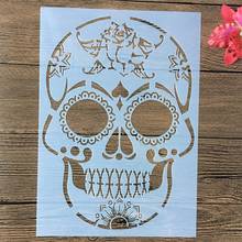 A4 29cm Mandala Big Skull DIY Layering Stencils Wall Painting Scrapbook Coloring Embossing Album Decorative Template 2024 - buy cheap