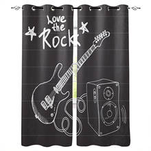 Blackboard Rock Music Windows Curtains Living Room Bedroom Kitchen Curtains For Children Drapes Window Treatments 2024 - buy cheap