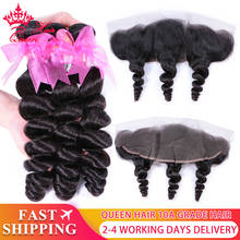 Queen Hair Official Store Bundles Human Hair with Brazilian Loose Wave Closure Ear To Ear Lace Frontal Virgin Hair Natural Color 2024 - buy cheap