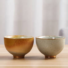 Pequena xícara de chá kung fu de cerâmica, copo mestre único, copo japonês, retrô, faiança, utensílio para chá, bolha, xícara de chá, conjunto de chá kung fu 2024 - compre barato
