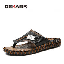 DEKABR-Zapatillas de piel auténtica para hombre, sandalias de playa, zapatos informales cómodos, chanclas de moda, calzado de verano, gran oferta 2024 - compra barato