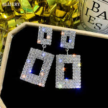 Blijery brilhante prata cor cristal geométrica brincos de gota para mulheres brincos strass brincos de instrução prom casamento jóias 2024 - compre barato