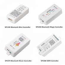 DC5-24V SP110E SP105E SP107E работы при прослушивании музыки по Bluetooth контроллер SP108E WI-FI контроллер для WS2811 WS2812B SK6812 APA102 WS2801 Светодиодные ленты 2024 - купить недорого