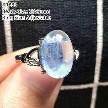 Anel aquamarina azul natural para mulheres, anel ajustável de pedra oval em cristal cura sorte, para homens e mulheres 2024 - compre barato
