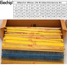 2500pcs 1/4W resistors assorted kit 0.25W Carbon Film resistance set 50 Values Assortment Pack 1 ohm -10 M Resistor Samples pack 2024 - buy cheap