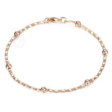 Женский браслет-цепочка из розового золота 585 пробы, 2 мм, 20 см, Модный Ювелирный женский браслет LCB11A 2024 - купить недорого