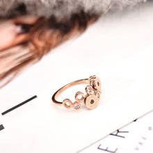 YUN RUO-anillo con número romano de circonia cúbica, joyería de acero inoxidable de titanio, regalo de mujer de oro rosa, no cambia de Color 2024 - compra barato