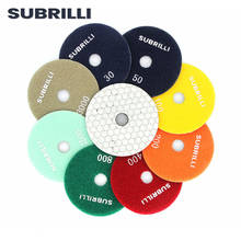 Шлифовальные диски SUBRILLI, 4 дюйма, 8 шт., гибкие полировочные диски с алмазным напылением, острый Полировочный диск для гранита, мрамора, керамики 2024 - купить недорого