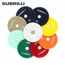 SUBRILLI 4" Dry Polishing Pads 8pcs Flexible Diamond Polish Wheel Resin Bond Sharp Type Sanding Disc For Granite Marble Ceramic 2024 - buy cheap