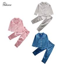 2019 Brand 1-7Y Kid Silk Pajama Set Toddler Infant Baby Boy Girl Winter Spring Tops+Pants Christmas Home Outfit Pajamas 2PCS Set 2024 - buy cheap