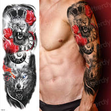 Manga tatuaje hombres niños tatuajes temporales gran León falso tatuaje personalizado impermeable manga de tatuaje para brazo temporal negro pegatina sexy 2024 - compra barato