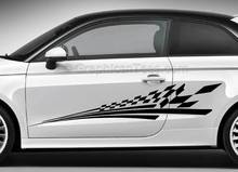 2 pçs carro corpo adesivos corrida verificador bandeira lado listra decalques gráficos personalizados 2024 - compre barato