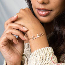 VishowCo-pulsera con nombre personalizado, cadena de oro y plata 925, colgante con letras y nombre personalizado, regalo de joyería 2024 - compra barato