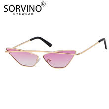 SORVINO-gafas de sol estilo ojo de gato para mujer, anteojos de sol femeninos de estilo clásico, de diseñador de marca de lujo, a la moda, pequeñas gafas de sol de color negro, oro rosa, SP294 2024 - compra barato