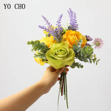 YO CHO Wedding Bouquet Bridal Bouquet Artificial Silk Rose Flower Peony Orchid Hydrangea Lavender Daisy Wedding Supply Wholesale 2024 - buy cheap