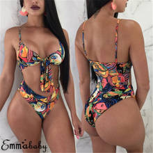 Maiô push up sexy de uma peça, feminino, com estampa floral, moda praia, monoquíni, roupa de banho, para mulheres, 2019 2024 - compre barato