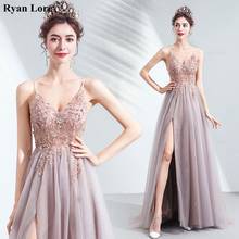 Pink Women High Split Prom Dresses 2020 Elegant Beading Formal Long Evening Gowns Spaghetti Straps Night Party Robe De Soiree 2024 - buy cheap