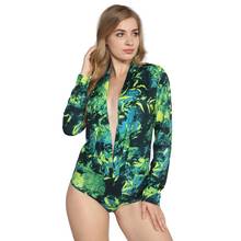 Getspring Women Jumpsuit V-neck Long Sleeve Short Bodysuit Women Green Red Sexy Print Summer Short Jumpsuit 2020 New Fashion 2024 - buy cheap