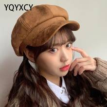 YQYXCY-gorros octogonales Retro para mujer, sombrero de pintor coreano, gorra de vendedor de periódicos de Color sólido, invierno y otoño 2024 - compra barato