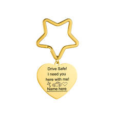 Personalized Car Drive Safe Keychain Hand Carved I need you with me heart & Star Keyring Stainless Steel Private Custom Couple 2024 - buy cheap