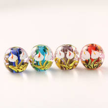 4pcs 16mm High Level Calla Lily Flower Murano Glass Beads Multicolor Round Lampwork Bead Fit Fashion Original Charms Bracelet 2024 - buy cheap