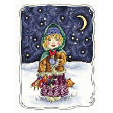 Gold Collection Lovely Counted Cross Stitch Kit Russian Christmas Eve Girl Child and The Cat in Snowy Day Winter night M630 2024 - buy cheap