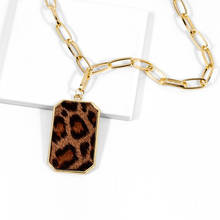 2021 Fashion Aesthetic Rectangle Leopard Pendant Necklace for Women Chain Unique Geometric Necklaces Female Jewelry Accesorios 2024 - buy cheap