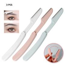 Maquinilla de afeitar plegable para cejas para mujer, cortadora de cejas multiusos, cuchillas faciales de acero inoxidable, 3 uds. 2024 - compra barato