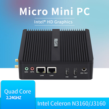 Hystou брандмауэр ПК NUC J3160 N3160 без вентилятора Промышленный MiniPC Windows Linux Dual NIC Pfsense 2 LAN Wi-Fi роутер Micro компьютер RTC 2024 - купить недорого