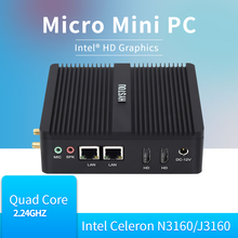 Hystou-Firewall PC NUC J3160 N3160, MiniPC Industrial sin ventilador, Windows, Linux, Dual NIC, Pfsense, 2 LAN, WiFi, Router, microordenador RTC 2024 - compra barato