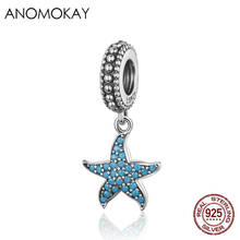 Anomokay Blue Sea Starfish Pendant Charm for Silver Bracelet Necklace 925 Sterling Silver Ocean Creature Charm S925 Fine Jewelry 2024 - buy cheap