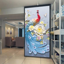 Papel tapiz personalizado 3d, mural moderno en relieve fresco, pintura al óleo, Pavo Real, porche, TV, fondo, pintura, decoración para sala de estar 2024 - compra barato