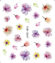 Pegatinas de flores para decoración de uñas, láminas adhesivas 3d/agua púrpura para decoración de manicura DIY, diseños populares 2024 - compra barato