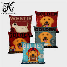 Vintage Dog Poster Art Home Decorative Sofa Throw Pillow Case Vizsla Labrador Goldendoodle Golden Retriever Linen Cushion Cover 2024 - buy cheap