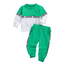 Kids Baby Boy Girl Tracksuits Autumn Letter Print Two Pieces Sets Active Round Neck Pullover Tops Long Pants Infant Baby Outfits 2024 - buy cheap