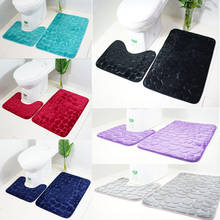 2pcs Bathroom Carpets Set Slip-resistant Dustproof Shower Home Rectangular and U-shaped Mat Cobblestone Floor Rugs for Toilet 2024 - buy cheap