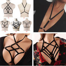 Erotic Lingerie Strappy Bra Bustier Bandage Bra Hollow Out Women Gothic Sexy Elastic Cage Crop Top Bras Black Harness 2024 - buy cheap