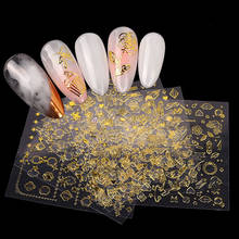 6 hojas de Pegatinas doradas 3D para decoración de uñas, calcomanías huecas de diseños mixtos, adhesivos de flores para puntas de uñas, accesorios de salón 2024 - compra barato