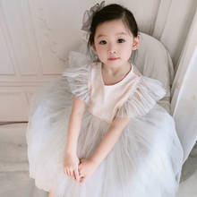 New 2021 Summer Girls Dresses Mesh Patchwork Children Sundress Baby Princess Dress Kids Lace Dress Cute Fly Sleeve #8368 2024 - buy cheap