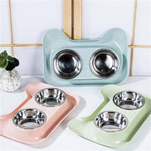 Leak Proof Double Dog Bowl Pet Feeding Drinking Bowls Cat Water Feeder Tray With Removable Pet Bowls 2024 - buy cheap
