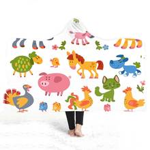 Lovely Carton Animal 3D Digital Typographic Style Dinosaur Hooded Blanket Family Blanket Children's Blanket Thickened Blanket 2024 - buy cheap