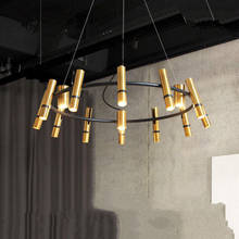 Suspendu Post Modern Luxury Pendant Lamps Creative Living Room Hanging Circular Golden Cylinder Chandelier Lighting Led Fixtures 2024 - buy cheap