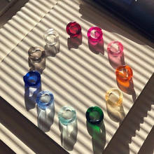 Anillo de resina acrílica transparente para mujer, sortija de resina colorida coreana, para dedo índice, anillos de joyería ajustables irregulares 2024 - compra barato