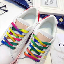 Cadarços coloridos de arco-íris para sapatos, 2 pares, estampados em degradê, cadarços de cor cromática, sapatos casuais, 80cm/100cm/120cm 2024 - compre barato
